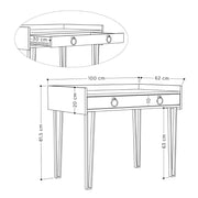 Scrivania Sponge bianca con gambe nere e cassetto  H 81,40 x P 61,80 x L 100 cm