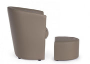 Poltrona in similpelle con pouf estraibile Tortora RITA 64,5x 59,5x h78 cm