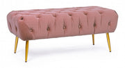 Panca arredo pouf rosa con gambe cm 103 x46x40h