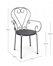 Sedia da giardino con braccioli in acciaio Antracite ETIENNE 49x49x h89 cm