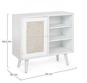 Credenza con anta e tre ripiani Bianco MONTIEL 66x30x h64,5 cm