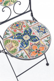 Sedia da giardino esterno in acciaio con ceramica pieghevole