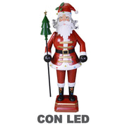 Babbo natale metallo led rosso cm40x30h135
