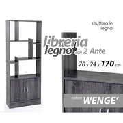 Libreria destrutturata ufficio con vano chiuso grigia cm 70 x 24 x 170