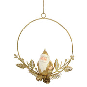 Babbo natale metallo ghirlanda oro cm16x16x3
