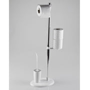 Portarotolo da terra colore bianco in alluminio con portascopino in plastica  27 x 19 x 69 cm