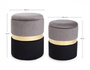 Set due pouf moderni apribili grigio nero oro