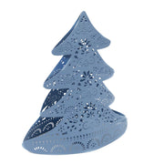 Portacandele albero metallo azzurro cm20x10h22