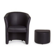 Poltrona in similpelle con pouf estraibile Nero RITA 64,5x 59,5x h78 cm