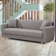 Divano letto 3 posti in tessuto beige con contenitore 214x80xH.83 cm EFFEZ