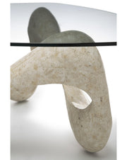 Tavolino trasparente-beige 100 cm x 100 cm H. 42.5 cm