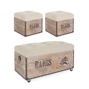Set 3 pouf in MDF Beige TAVEL PARIS