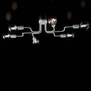 Plafoniera in ferro Bianco Argento sei luci diametro 83x h17 cm
