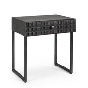 Tavolino nero 1 cassetto in legno stile industriale 50x35x55