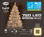 MiniCluster ø6cm XNTL 720 LED BIANCO CALDO 4+14,9m Luci di Natale