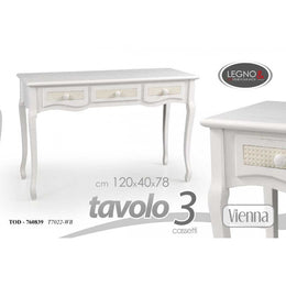 Tavolo shabby stile anticato charme   Con tre cassetti  cm 120 x 40 x 78 h