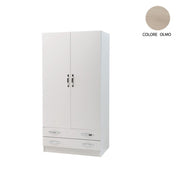 Armadio 2 ante e 2 cassetti cassa Bianco frontale olmo Cm 91x52xH 210