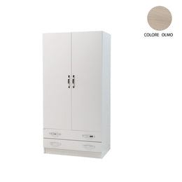 Armadio 2 ante e 2 cassetti cassa Bianco frontale olmo Cm 91x52xH 210