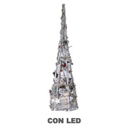 Albero led legno bianco innevato con micro led cm26x19h74