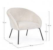 Poltrona metallo velluto bianco Aiko Velvet cm 80 x 76 x 75