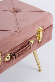 Sgabello con contenitore in velluto Rosa Antico POLINA 50x34x h42 cm