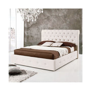 Letto matrimoniale c- contenitore in ecopelle Bianco 180x223xh.120 cm EFFEZ