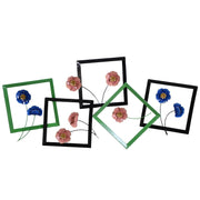 Quadro metallo blu fucsia verde fiori  cm 126 x 61 x 5,7