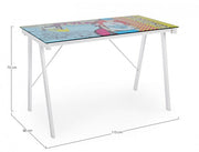 Scrivania Young Cartoon piano in vetro 113x58 cm