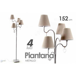 Lampada moderna piantana 4 luci tortora cm 152 stile shabby
