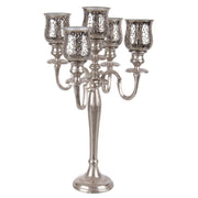 Candelabro 5 fuochi argento in alluminio stile classico cm 62h