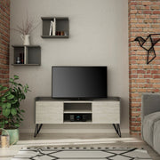 Porta TV Klappe antracite con ante bianche vintage e due mensole 56,50x125,50x33 cm