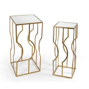 Set due tavolini soggiorno in metallo dorato