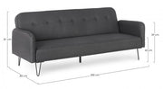 Divano letto tre posti in tessuto Nero BRIDJET 200x82x h81 cm