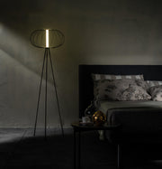 Lampada da terra in acciaio con paralume nero lucido 50x50x150h cm