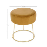 Pouf in velluto Giallo Ocra CLARISSA diametro 35x h40 cm