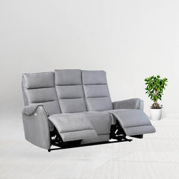 Divano 3 posti con 2 recliner elettrici in nabuk grigio chiaro  187 x 98 x 109 cm