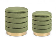 Set2 Pouf Contenitore Darina Olive in velluto