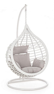 Poltrona sospesa bianco con cuscino in fibra sintetica