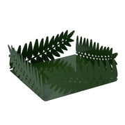 Portatovaglioli metallo foglia alloro verde scuro rettangolare cm16,5x16,5h6,5