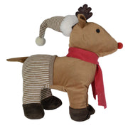 Reindeer fabric doorstop with brown hat cm28x15h35