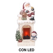 Camino led resina babbo natale bianco cm27,5x23h51