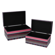 Rectangular faux leather box 1-2 multicolor flowers cm30x18h15