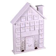 Calendario dell'avvento legno casetta bianco cm26x6h37,5