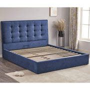 Letto matrimoniale contenitore in tessuto blu scuro Coco
