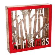 Red led wood decoration cm22x4,5h22