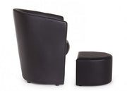 Poltrona in similpelle con pouf estraibile Nero RITA 64,5x 59,5x h78 cm