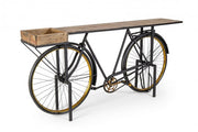 Tavolo consolle design bicicletta retro legno metallo