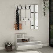 Mobile ingresso Vesty bianco con scarpiera e specchio  100x30x122 cm