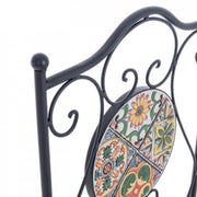 Sedia pieghevole in acciaio NAXOS con seduta e schienale decorate in ceramica 92h cm