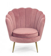 Poltrona retro in velluto rosa pavone cm 80 x 76 x 84 h